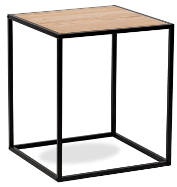 Table d'appoint industrielle en métal et bois noir