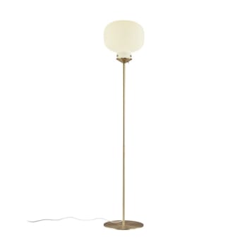 RAITO - Lampadaire doré élégant avec sphère en verre blanc Ø30cm