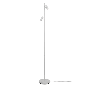 OMARI - Lámpara de pie LED minimalista blanco con 2 puntos de luz orientables