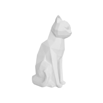 Origami - Satuette chat assis design blanc mat