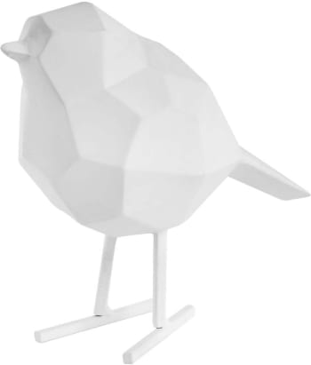 Statue bird - Oiseau en résine mat origami 17cm blanc