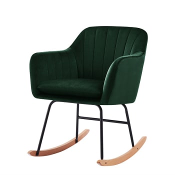 Elsa - Fauteuil  en velours vert rocking chair