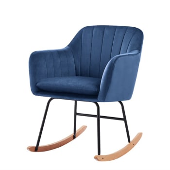 Elsa - Fauteuil  en velours bleu rocking chair
