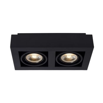 ZEFIX - Plafón de techo negro sencillo rectangular con 2 luces orientables