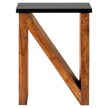 Mesa auxiliar en forma de N marrón, 45x30x60 cm, madera