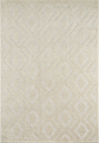 HARMONIE - Tapis salon motif losange en 3D crème - 160x230 cm