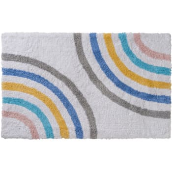 Rainbow - Tapis enfant coton fantaisie blanc 50x80cm