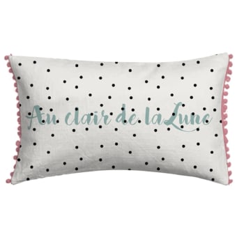 Lune - Coussin enfant à pois coton 30x50cm