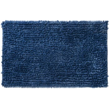 Silky - Tapis de bain en polyester uni bleu irisé 50x80cm