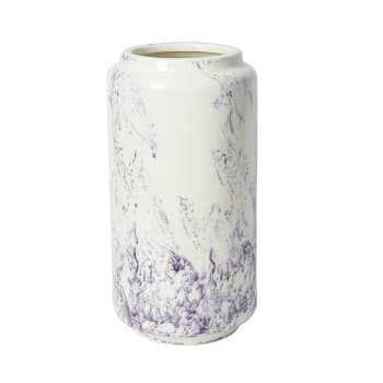 Marbre - Dekorative Vase aus Glaskeramik H40, Weiß und Violett