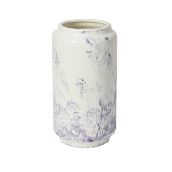 Marbre - Vase décoratif en verre céramique blanc et violet H30