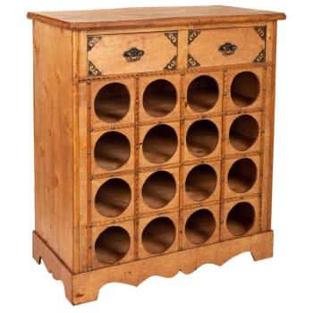 Mueble botellero de madera con 2 cajones Marrón 63x31x69,5h cm