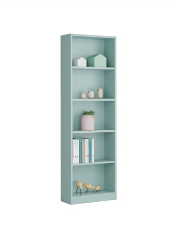 Pomona - Libreria effetto legno verde acqua 52x25h180 cm