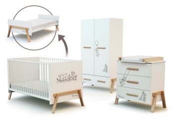 CANAILLE - Chambre bébé lit, commode à langer et armoire en bois CANAILLE Winnie