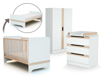 CARROUSEL - Chambre bébé lit, commode à langer et armoire en bois CARROUSEL
