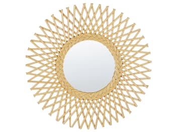Tagolu - Specchio da parete rotondo rattan chiaro ⌀ 60 cm