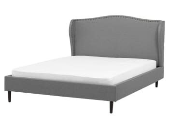 Colmar - Letto matrimoniale in tessuto grigio 160x200cm