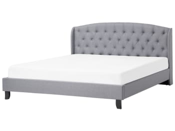 Bordeaux - Letto grigio chiaro in tessuto 180x200 cm