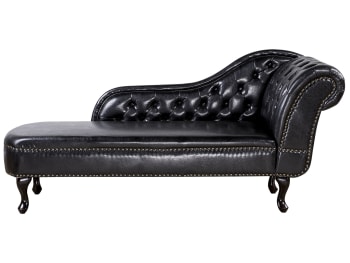 Nimes - Chaise longue vintage destra in pelle sintetica nera