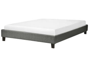 Roanne - Letto imbottito grigio con rete a doghe 140 x 200 cm