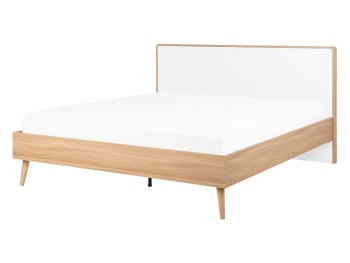 Serris - Letto in legno marrone chiaro e bianco 140 x 200 cm