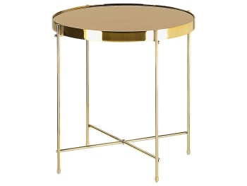 Lucea - Tavolino vetro marrone e oro ⌀ 40 cm