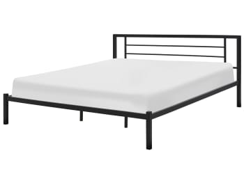 Cusset - Letto in metallo nero con rete a doghe 180 x 200 cm