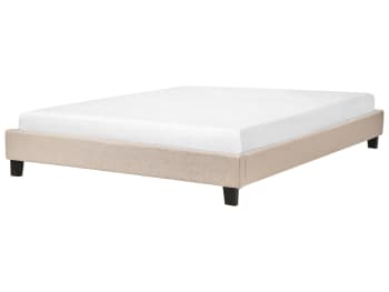 Roanne - Letto imbottito beige con rete a doghe 160 x 200 cm