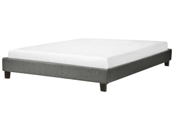 Roanne - Letto imbottito grigio con rete a doghe 160 x 200 cm