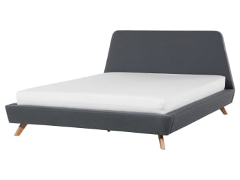 Vienne - Letto matrimoniale moderno in tessuto grigio 160x200cm