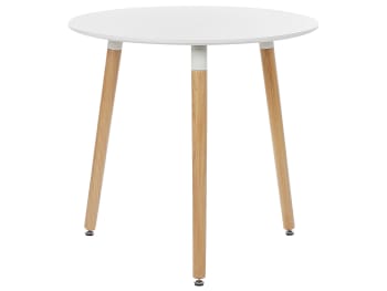 Boma - Tavolo da pranzo legno chiaro e bianco ⌀ 80 cm