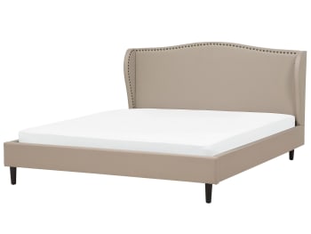 Colmar - Letto matrimoniale in tessuto beige 180x200cm