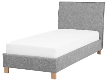 Sennez - Letto in tessuto grigio 90 x 200 cm