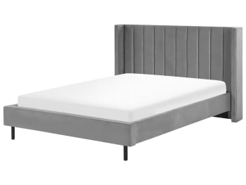 Letto matrimoniale contenitore velluto grigio 180 x 200 cm Lubbon