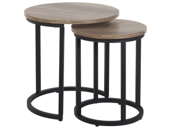 Dixie - Lot de 2 tables appoint bois foncé noires