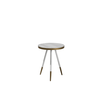 Ramona - Tavolino effetto marmo bianco e oro ⌀ 44 cm