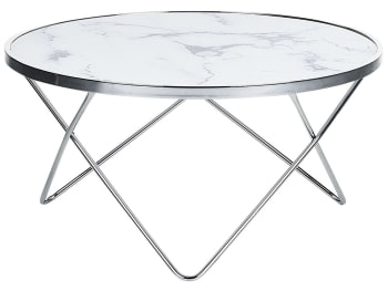 Meridian - Elegante tavolino con piano in vetro e struttura in metallo