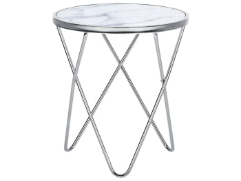 Meridian - Tavolino effetto marmo bianco e argento ⌀ 50 cm II