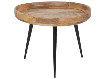 Edna - Tavolino da caffè legno naturale e nero ⌀ 49 cm