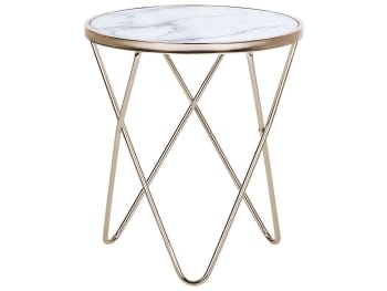 Meridian - Tavolino effetto marmo bianco oro ⌀ 50 cm II