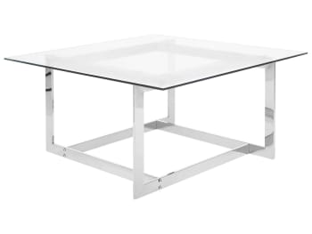 Crystal - Tavolino in vetro argento 80 x 80 cm