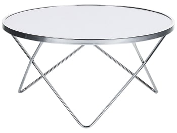 Meridian - Tavolino da caffè vetro bianco e argento ⌀ 80 cm II