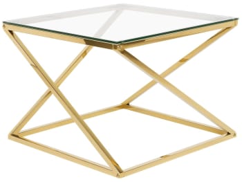 Beverly - Table appoint dorée avec plateau en verre