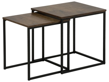 Denny - Set di 2 tavolini da caffè legno scuro nero