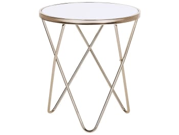 Tavolino effetto marmo bianco oro ⌀ 50 cm II Meridian