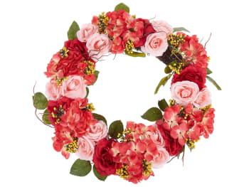 Agulo - Türkranz rot rosa mit Kunstblumen ø 50 cm