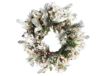 Whitehorn - Couronne de Noël LED effet neige ⌀ 55 cm blanc