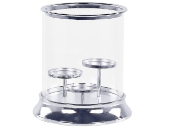Cilegon - Kerzenständer Glas Eisen silber 3-flammig 24 cm