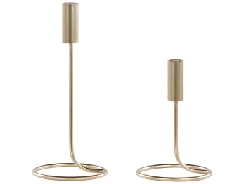 Bunyu - Conjunto de 2 candeleros de metal dorado