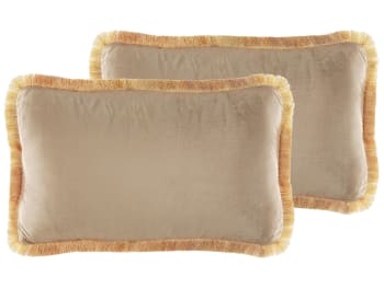 Pothos - Set di 2 cuscini decorativi beige con frange 30 x 50 cm